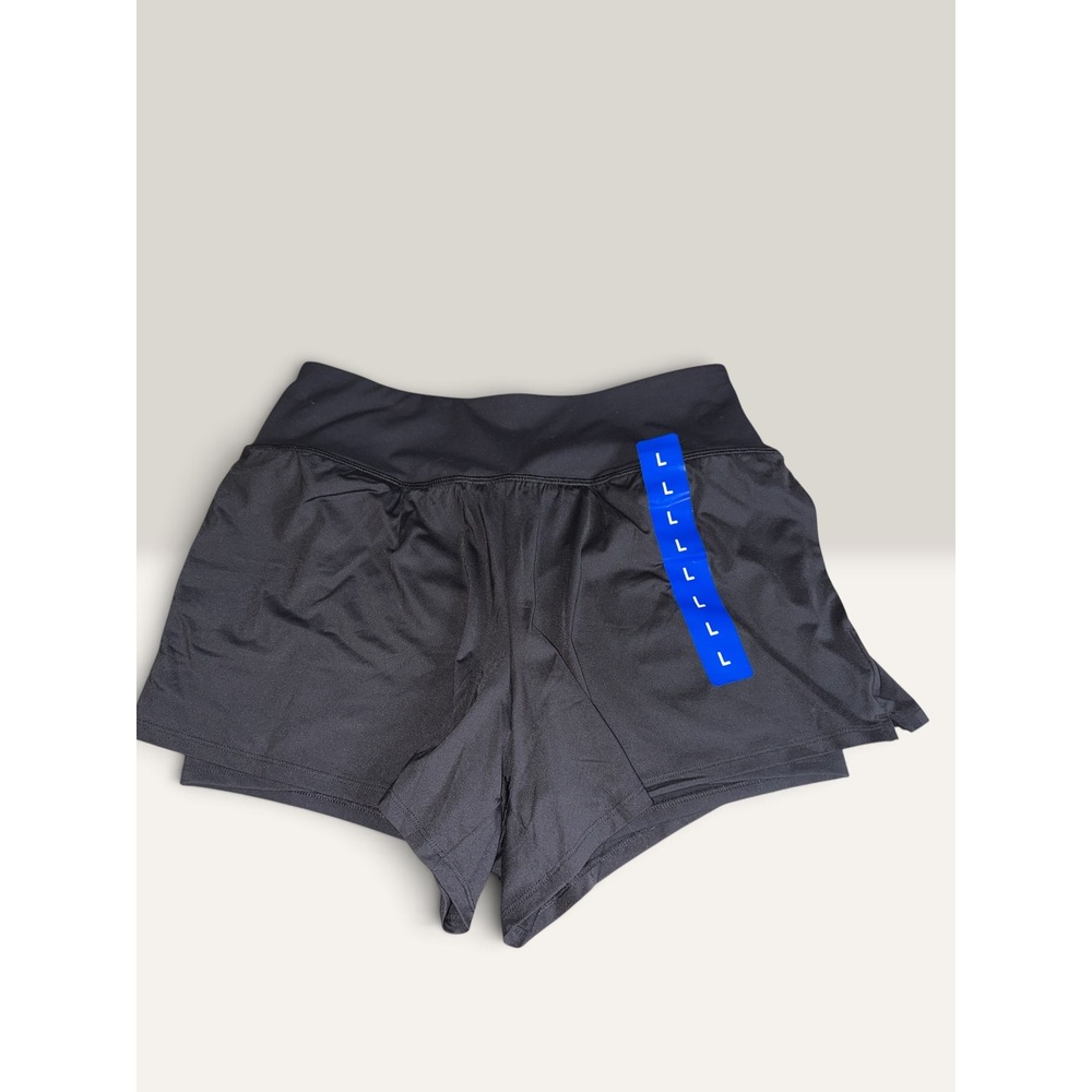 Spyder Active Womens Black 2-in-1 Running Shorts Double Layer Size Large NWT